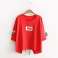thumbnail image 2 of Camiseta casual de mujer con cuello redondo, media manga, blusa de algodón suelta para chica Jumpingount AP001743-20, 2 of 7