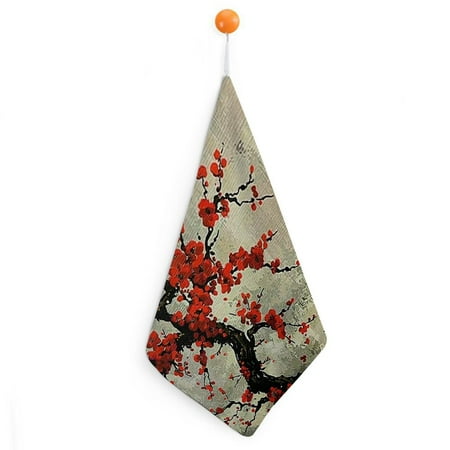 

Autua Red Flowers Butterfly Reusable Hand Towels Ultra-Fine Fiber Kitchen Bathroom Towels 11.8x11.8in 4pcs