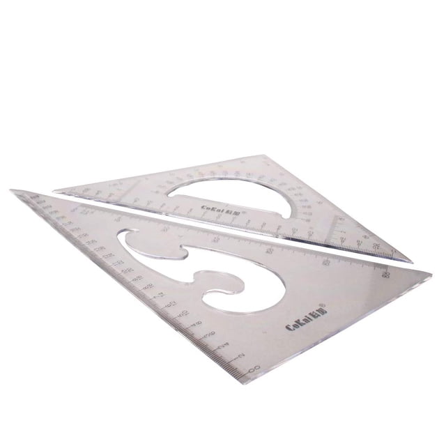 HUGFEGWE 25cm Large Triangle Ruler Square Set Plastic Triangular Scale Architectural Ruler for Students Homeschoolers Architects Engineers CJB91-23299