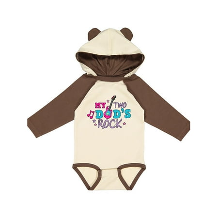 

Inktastic My Two Dads Rock with Guitar Gift Baby Girl Long Sleeve Bodysuit