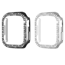 Dwitch 2-Pack Bling Compatible for Apple Watch Series Cases 38mm iWatch Series 3/2/1, Sparkle Bling Cover Diamond Bumper Protective Case for iWatch Series 3 2 1 (38mm, Silver/Black)
