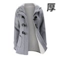 thumbnail image 1 of Sudadera con capucha para mujer, abrigo grueso con cremallera y botones, ropa de calle informal, moda de otoño e invierno, 1 of 4