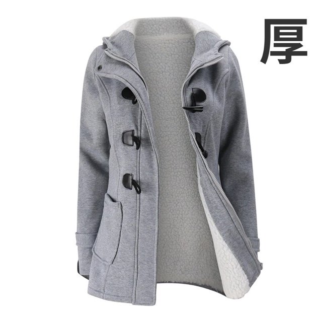 Sudadera con capucha para mujer, abrigo grueso con cremallera y botones, ropa de calle informal, moda de otoño e invierno