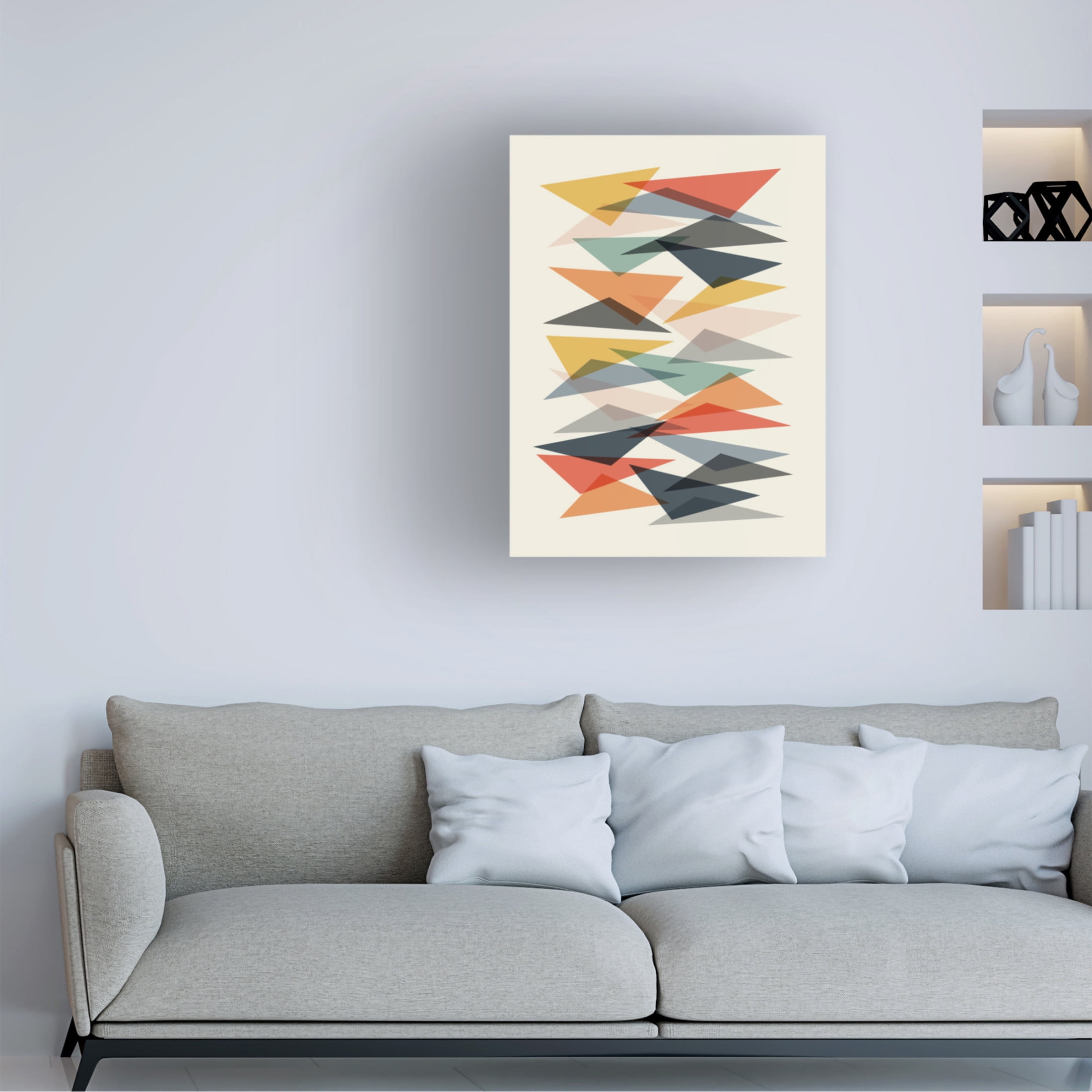 Canvas Wall Art - Tom Quartermaine 'Colorful Geometric Portrait on Cream' Wall Art for Living Room, Bedroom, or Office Décor by Trademark Fine Art - 24 x 32 Inches