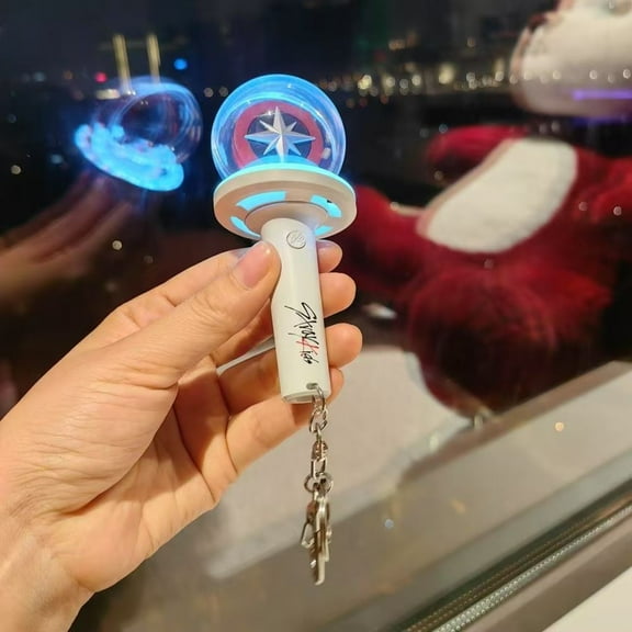 Stray Kids K-Pop Mini Light Stick Keychain with Star Design Portable LED Flashlight Keyring Durable Collectible Accessory for Fans Lightweight Gift