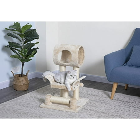 UPC: 0852134002227 | Go Pet Club 28 in. Soji Beige Plush Covered Cat Tree
