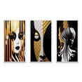 thumbnail image 2 of Designart "Minimal Glamour Portrait of an Exquisite Young Woman II" Fashion Woman Framed Wall Art Set Of 3 - Gold Glam Frame Gallery Wall Set For Home Decor, 2 of 6