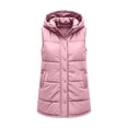 thumbnail image 5 of Ywyfzly Women's Long Puffer Vest Hooded Zip Up Sleeveless Padded Gilet with Pockets Solid Color Fall Winter Outerwear Pink L, 5 of 9