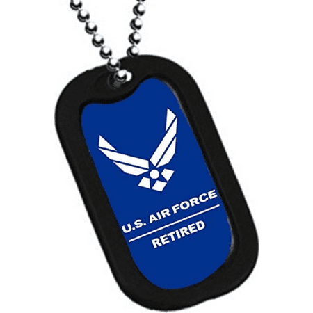 Wings Dog Tag (United States AIR Force Armed Forces Retired Officer Rank Division Wings Logo Symbols - Military Dog Tag Luggage Tag Key Chain Metal Chain)