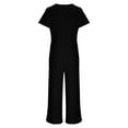 thumbnail image 6 of AUNVITO Women's Casual Loose Fit V-Neck Jumpsuit with Pockets Elastic Waist Summer Solid Rompers, 6 of 7