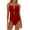 Red, variant on WAYUTE Womens One Piece Swimsuits Retro Pleated Gathered Vintage Padded Tummy Control Slim Comoftable Fashion Swimsuit