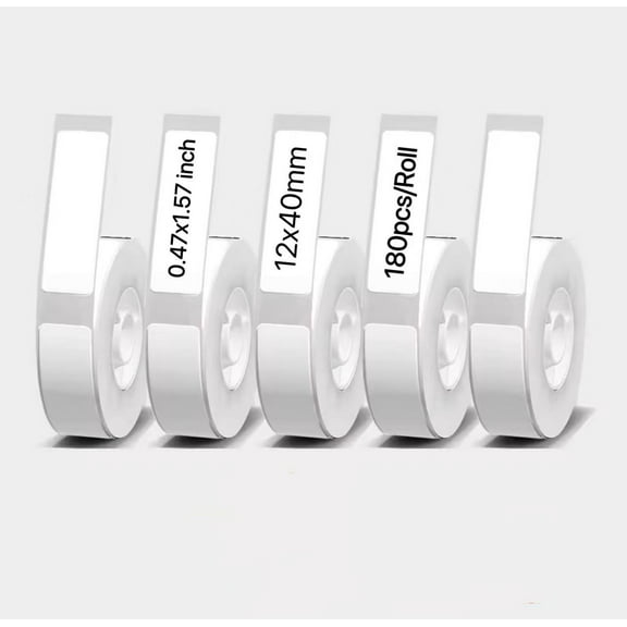 5 Rolls Thermal White Label Tape Compatible with Phomemo D30/Q30/D35 Thermal Self-Adhesive Sticker Rolls, Compatible with Non-RFID Printers