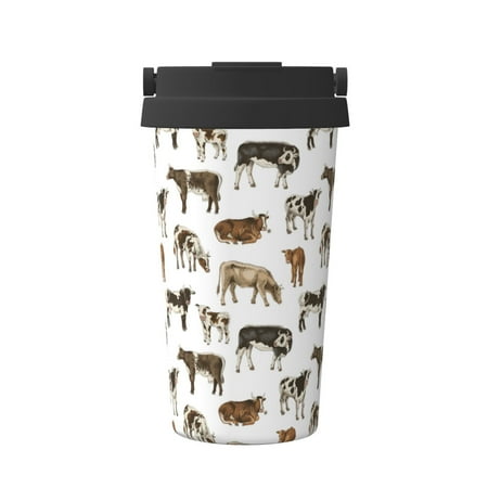

Gaeub Cow Print Travel Mug Insulated Coffee Mug with Leakproof Lid Travel Coffee Mug Vacuum Stainless Steel Double Walled Reusable Coffee Cup