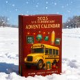 thumbnail image 1 of Calendario navideño 2025 con temática educativa, adornos y decoraciones navideñas, carrito de metal con ruedas, base de madera, diseño de 2 niveles, plegable, portátil, ideal para fiestas,, 1 of 6