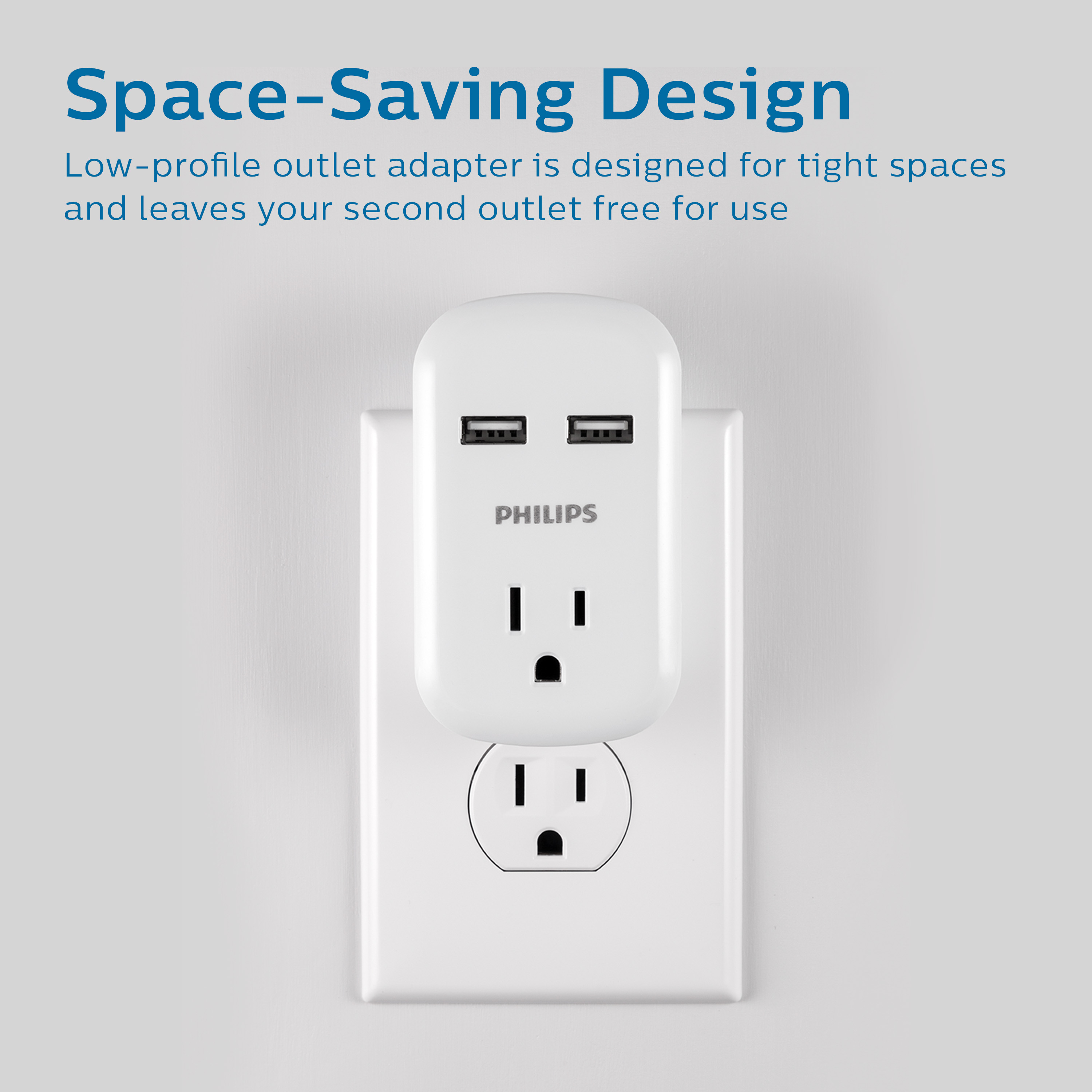 Philips Wall Tap with 2 USB Ports and 1 Outlet photo 5