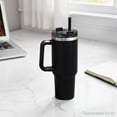 thumbnail image 3 of Mainstays 40 oz Stainless Steel Tumbler with Straw and Handle, Double Wall Insulated, Black, 3 of 7