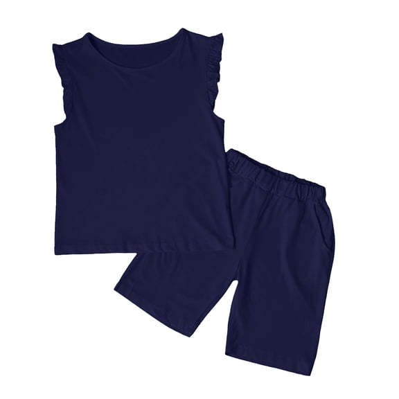 Girls' Clothing Sets Size 8 Girls Summer 2 Piece Outfits Kids Fashion Pleated Tank Tops and Elastic Waist Shorts Casual Vacation Clothes Sets