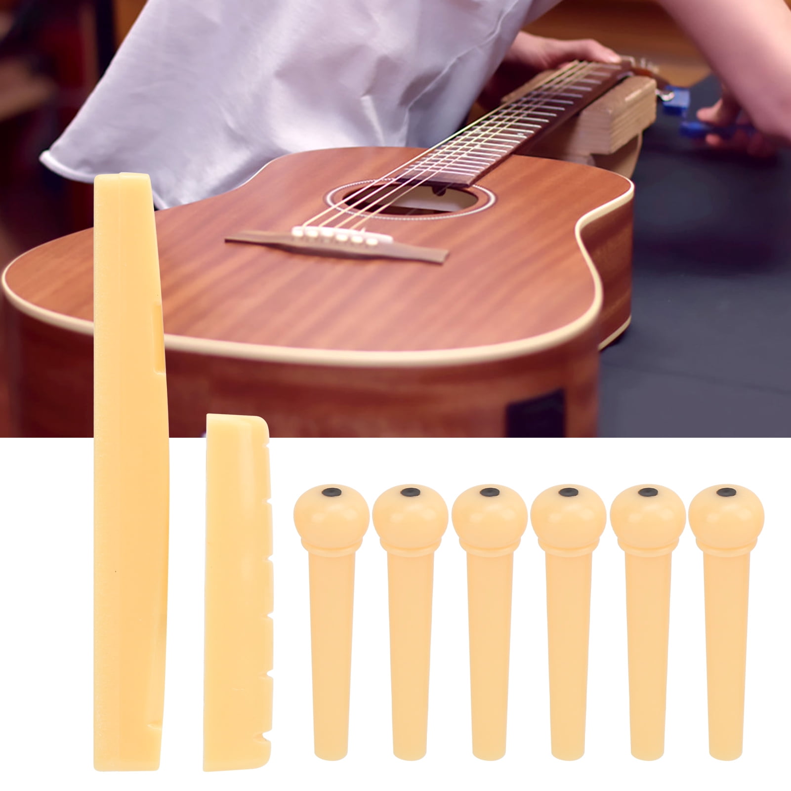 Guitar Pegs, Replacement Plastic Guitar Bone Nut Guitar Bone Bridge