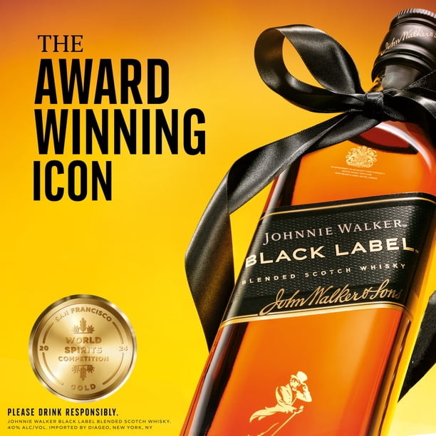 Johnnie Walker Black Label Blended Scotch Whisky, 750 ml, 40% ABV