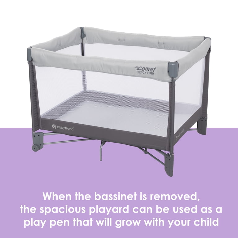 Baby Trend Comet Quick-Fold Playard with Bassinet, Grey photo 8