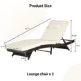 thumbnail image 7 of Outdoor Wicker Reclining Lounge Chair Set of 2, 5-Position Adjustable Patio Sunbathing Chairs up to 150°, 600 lbs Capacity Each, Weather-Resistant Rattan for Lawn Poolside Beach, 7 of 7