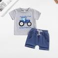 thumbnail image 2 of Baby Toddler Boy Clothes Summer Outfits 6 12 18 24 Months 2T 3T 4T Short Sleeve Tractor Print T-Shirt + Shorts Set, 2 of 5