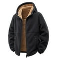 thumbnail image 2 of Mohiass Men’s Fleece-Lined Zip Up Hoodie Thick Hooded Jacket Winter Warm Athletic Sweatshirt Black 3XL, 2 of 4