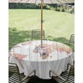 thumbnail image 3 of Outdoor Tablecloth with Umbrella Hole Zipper World Map Round Tablecloth 60" Waterproof Outside Table Cloth Farmhouse Abstract Illustration Wooden Grain Patio Table Cover Tablecloths for Picnic Party, 3 of 8