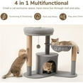 26" Cat Scratching Post, 4 in 1 Small Cat Tree with Rotatable Hammock