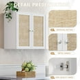 thumbnail image 5 of Rattan Wall Cabinets Set - Kitchen Wall Mounted Storage Cabinets with 2 Paper Rattan Doors and Shlelf Adjustable in Laundry or Bathroom Over The Toilet,One Set of 2 Pcs, in White, 5 of 6