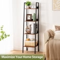 thumbnail image 5 of Ladder Shelf, 4 Tier Tall Ladder Bookshelf Corner Shelf, Industrial Book Shelf Ladder Bookcase Narrow, Standing Storage Shelves Display Shelf for Bedroom Living Room Office Kitchen Bathroom, 5 of 6