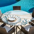 thumbnail image 3 of Round Fitted Tablecloths with Elastic Edge Cartoon Shell Gradient Blue Waves Oil-Proof Waterproof Wipeable Table Cover for Kitchen Dining Party Decor Summer Ocean Beach Coral Table Clothes,36" - 44", 3 of 9