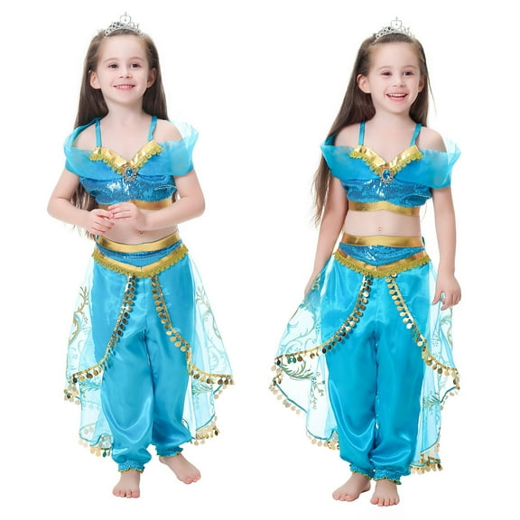 Girls Jasmine Princess Costume Dress up for Birthday Halloween Christmas Party