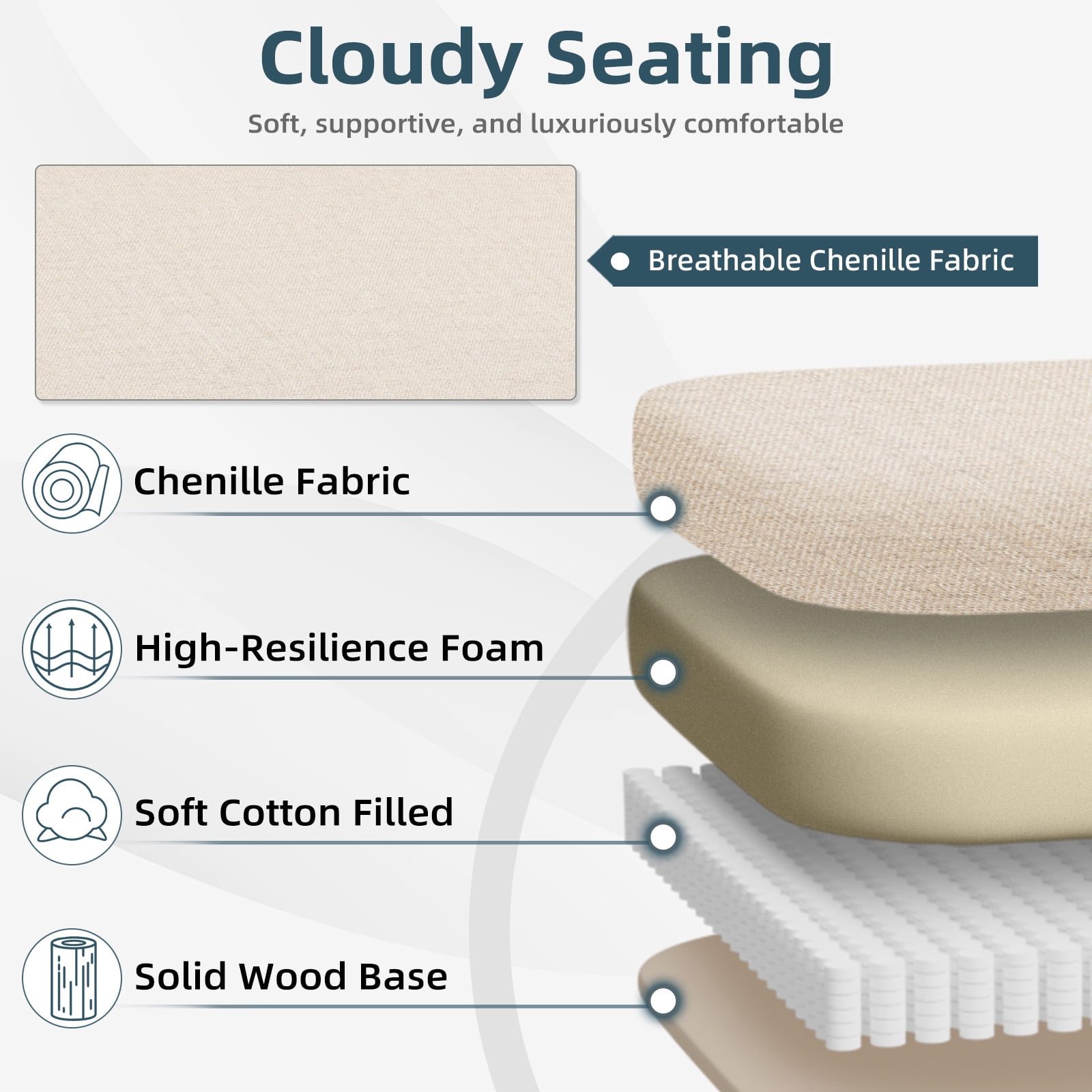 6-Point Massage Office Chair with Heat, Ergonomic Reclining Desk Chair with Footrest, Soft Chenille Fabric Executive Chairs for Home Office, Comfortable Computer Chair Gift for Women, Beige