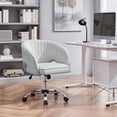 thumbnail image 3 of CRXX Velvet Swivel Vanity Chair with Back Upholstered Home Office Desk Armchair with Wheels Small Desk Chair for Bedroom Light Gray, 3 of 10