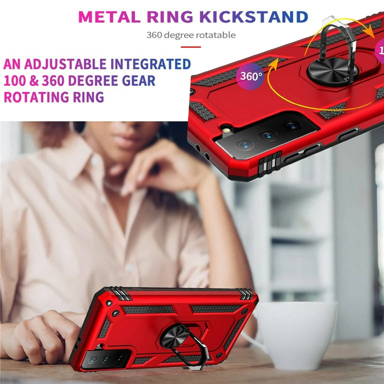 Starshop Samsung Galaxy S21 Case, Tempered Glass Screen Protector