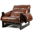 thumbnail image 4 of TidBay Faux Leather Accent Armchair, Mid-Century Modern Accent Chair, Thickened Cushion Single Sofa Chair, Lounge Chair for Bedroom Living Room, Brown, 4 of 6