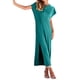 thumbnail image 5 of Lucakuins - Vestido de playa informal de verano para mujer, color sólido, manga corta de murciélago, cuello redondo, vestido dividido Lucakuins  moda, 5 of 8