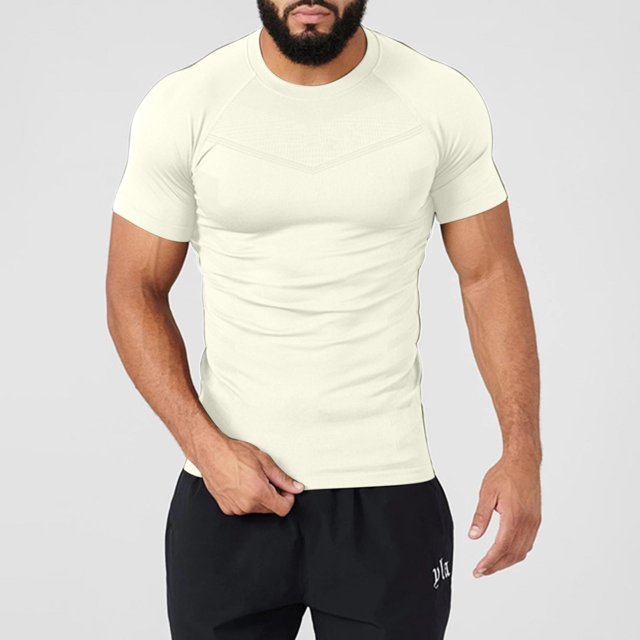 pstuiky camisetas para hombre, Camiseta deportiva informal de manga corta con cuello redondo y color liso para hombre camisas casuales para hombre l