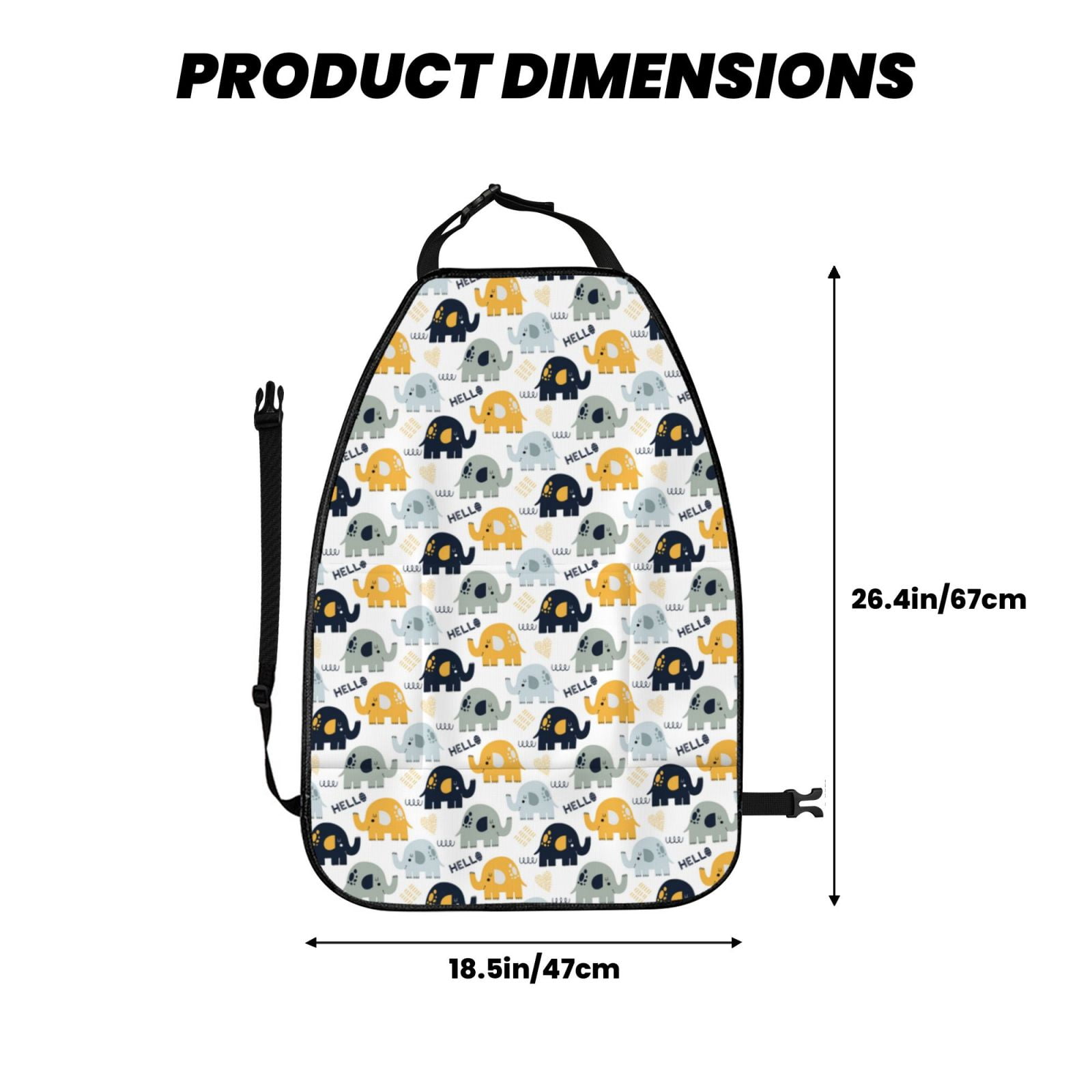 Kdxio Cute Elephant Print 2 Pack Car Kick Mat Seat Cover Back Protector Mat with Pockets for Organizer Backseat Protector and Storage Anti Kick Pad for Vehicles
