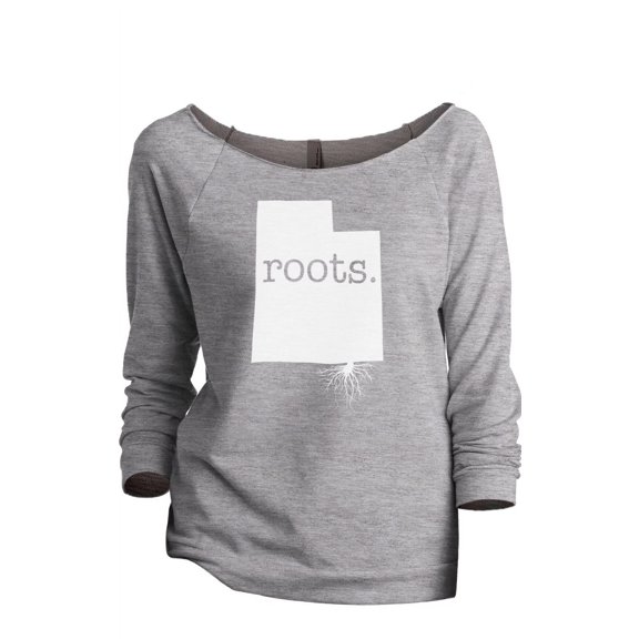 Thread Tank Home Roots State Utah UT Women's Slouchy 3/4 Sleeves Raglan Sweatshirt Sport Grey Small