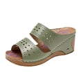 thumbnail image 1 of Fun & Vibrant Platform Slip On Sandal With Ridged Bottom & Beautifully Scalloped Straps Perfect Summer Beach Shoes, 1 of 5