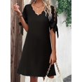 thumbnail image 4 of Vestido Con Borde De Conchas De Cuentas, Elegante Vestido Sólido Con Mangas Cortas Divididas, Ropa De Mujer, 4 of 4
