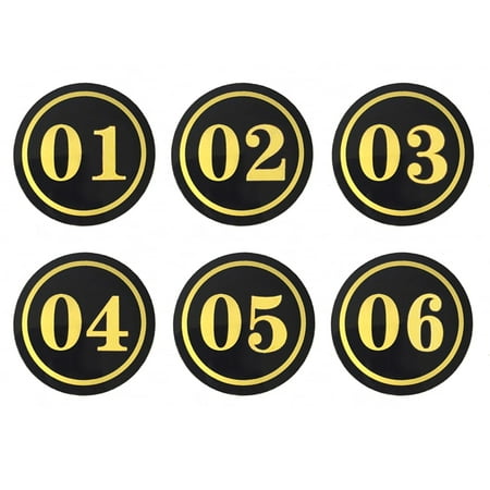 (Pack of 20) Aspire Acrylic Round Numbers Sign, Number Tag, Self-Adhesive, 2.35