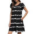 thumbnail image 1 of SHOPESSA Women's Round Neck Petal Short Sleeve With Pocket Ruffle Hem Tunic Dress Black Striped Dresses for Women, 1 of 7