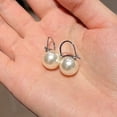 thumbnail image 2 of Elegant 925 Sterling Silver Simulated Shell Pearl Drop Earrings Dangle Stud Earrings for Women Large Size 12mm, 2 of 6