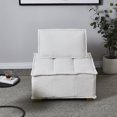 thumbnail image 3 of Lazy sofa ottoman with gold wooden legs teddy fabric (White), 3 of 9