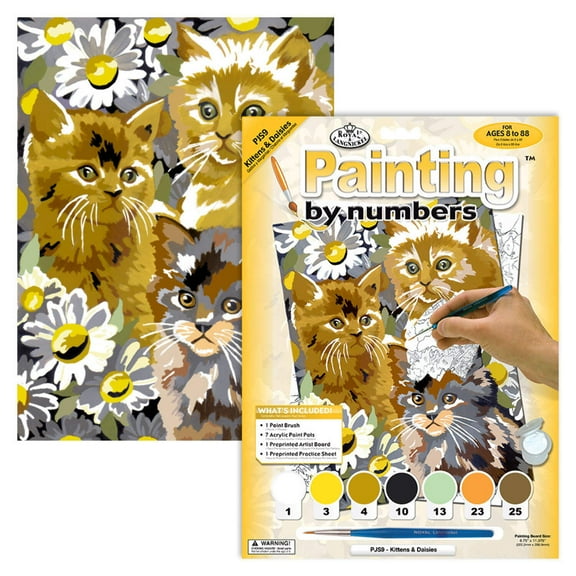 Royal & Langnickel Painting by numbers™ 10pc 8.75" x 11.375" Kittens & Daisies Painting Project