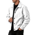 thumbnail image 5 of GrmtClth Autumn Mens Corduroy Modern Retro Collared Jacket Long Sleeve Snap Front Oversized Fit Weekend Gathering Outerwear White XL, 5 of 10