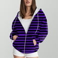 thumbnail image 4 of Towmus Zip Up Hoodies for Women Casual Hooded Striped Sweatshirt Womens Trendy Oversize with Pockets for Fall Winter, 4 of 6